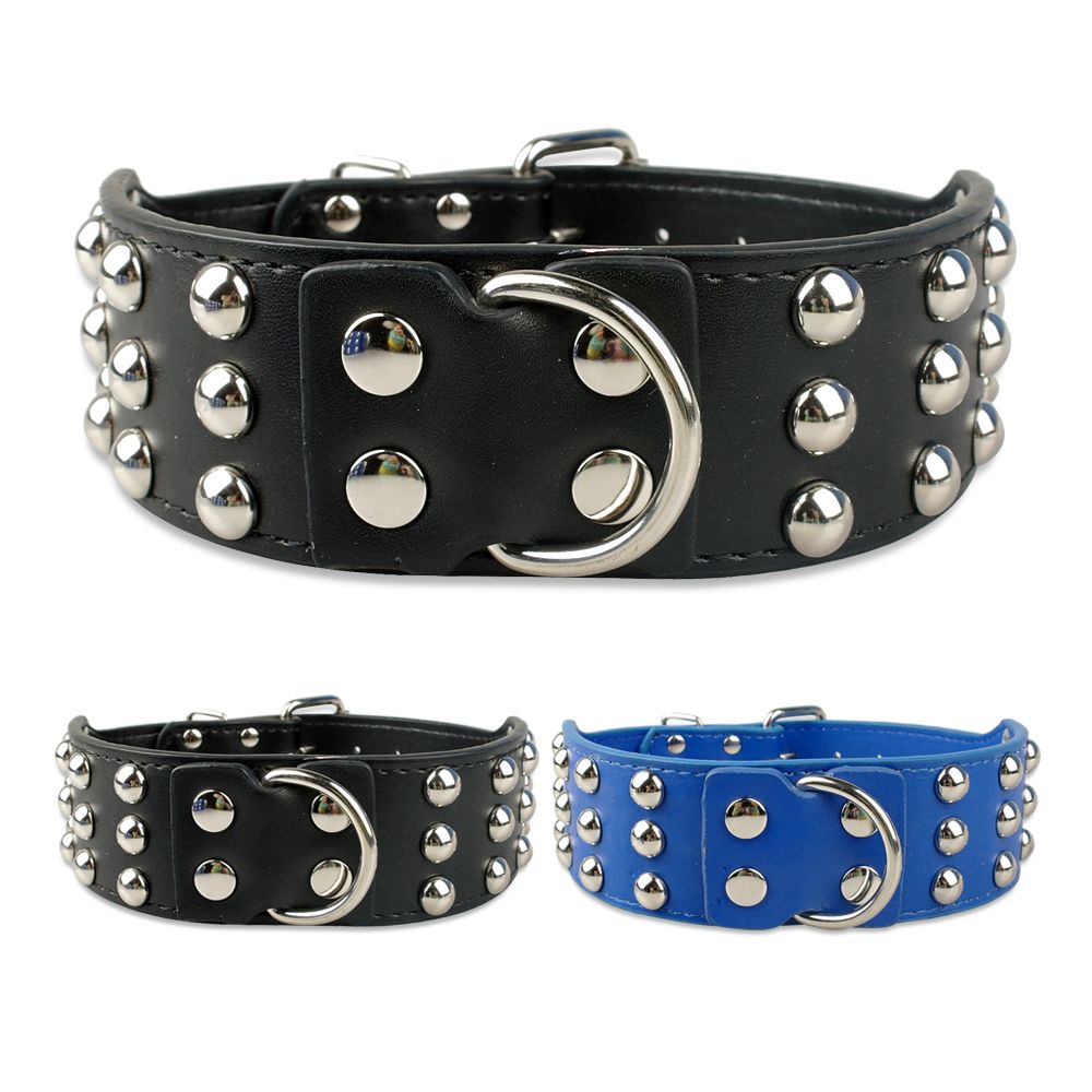 2017 2 Inch Wide Leather Dog Collar Spiked Studed Pet Collars For Pitbull From Linfashan, 103.