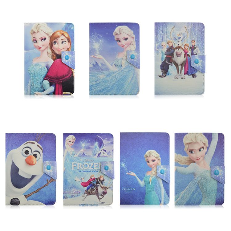 Universal Adjustable Frozen Elsa Anna Pu Leather Stand Case Cover For 7