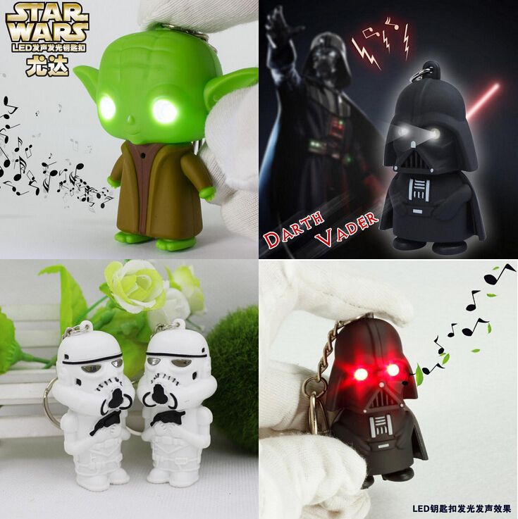 Led Star Wars Darth Vader Keychains With Sound Light Lamp Flashlight