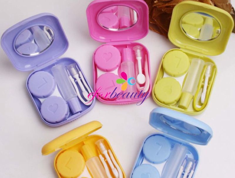 Mini Cute Color Plastic Contact Lenses Case Boxes Travel Kit Set