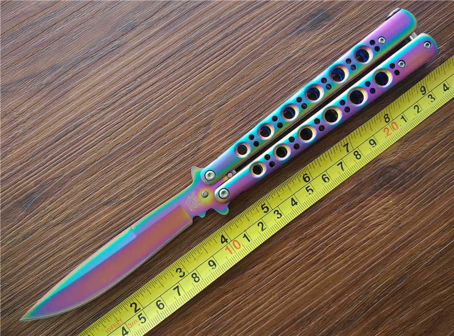 Butterfly Bm42 Balisong Knife Fan Knives Rainbow Color Folding Outdoor