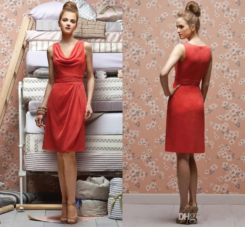 2015 Summer Knee Length Bridesmaid Wedding Guest Dress 2015 Cowl