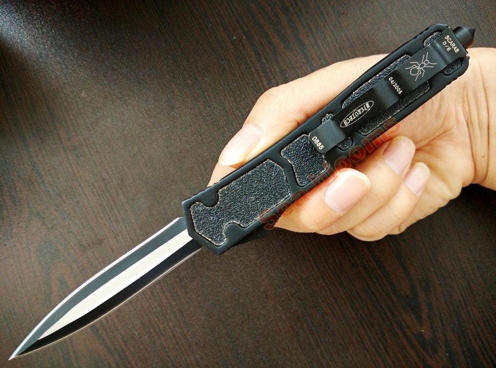 MICROTECH Scarab Double Action OTF Double Blade Fine Edge Hunting Knife