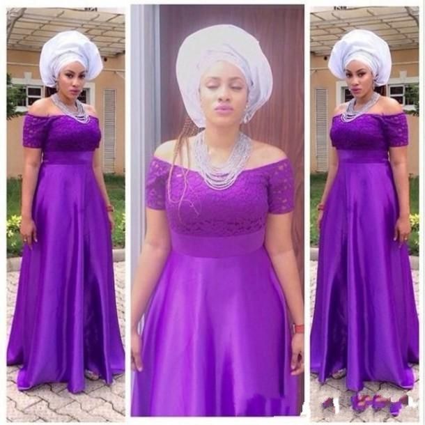 2016 South African Style Prom Dresses Elegant Purple Lace Off Shoulder