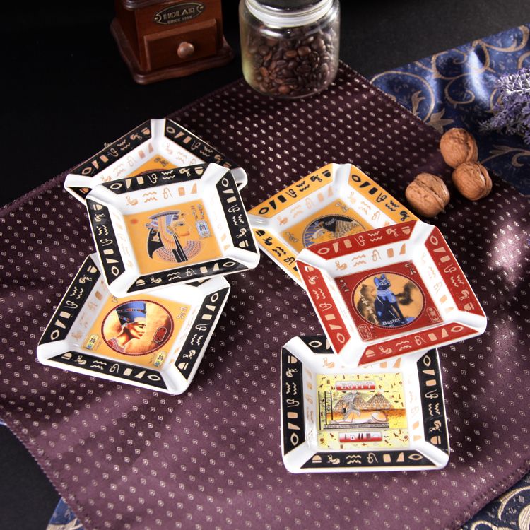 2017 Egypt Queen Square Cigar Ashtray Classic Color Ceramic Smokeless