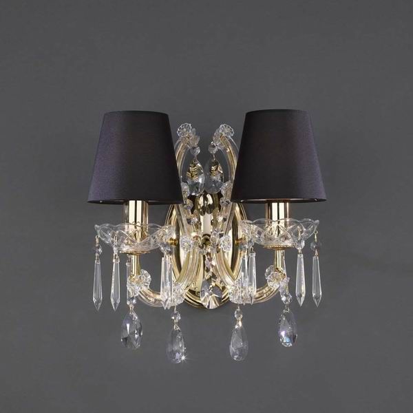2017 2 Light Maria Theresa Wall Sconce,Black Shade, Gold Or Chrome Or Antique Brass + From ...