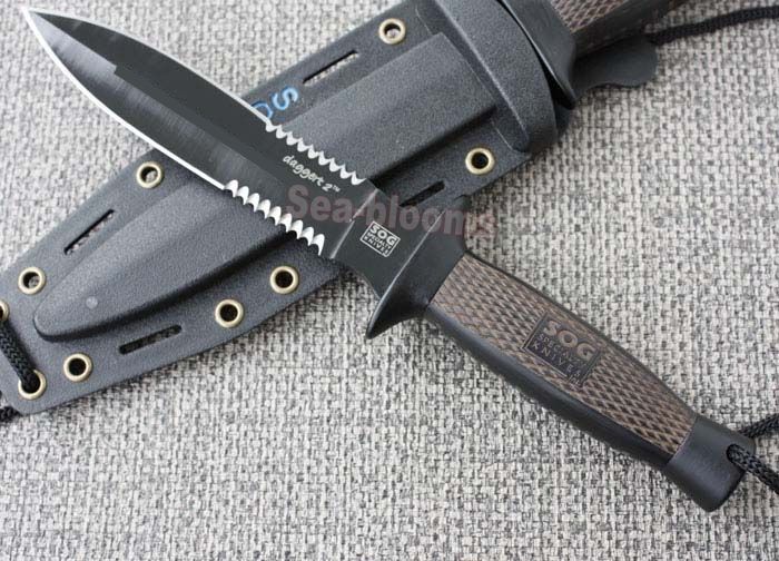 Sog D25 Daggert 2 Fixed Blade Knife Serrated W/ Kydex Sheath D25t Fixation Dagger Fixed Blade