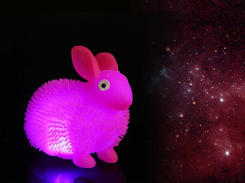 Led Light Up Rabbit Flash Bouncing Balls Finger Toys Seven Colors