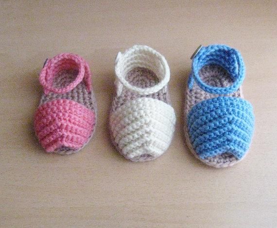 Crochet Baby Girl Buckle Sandals. Hand Knitted Crochet Barefoot Sandals. Summ...