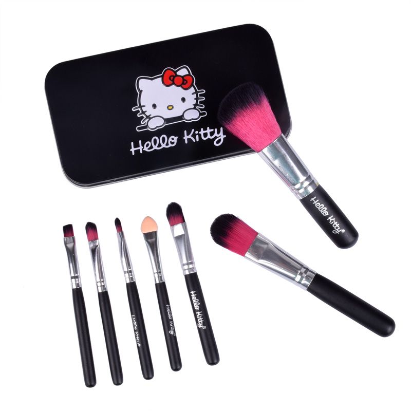 Hello Kitty Mini Makeup Brush Set Pink Black Cosmetics Kit Make Up