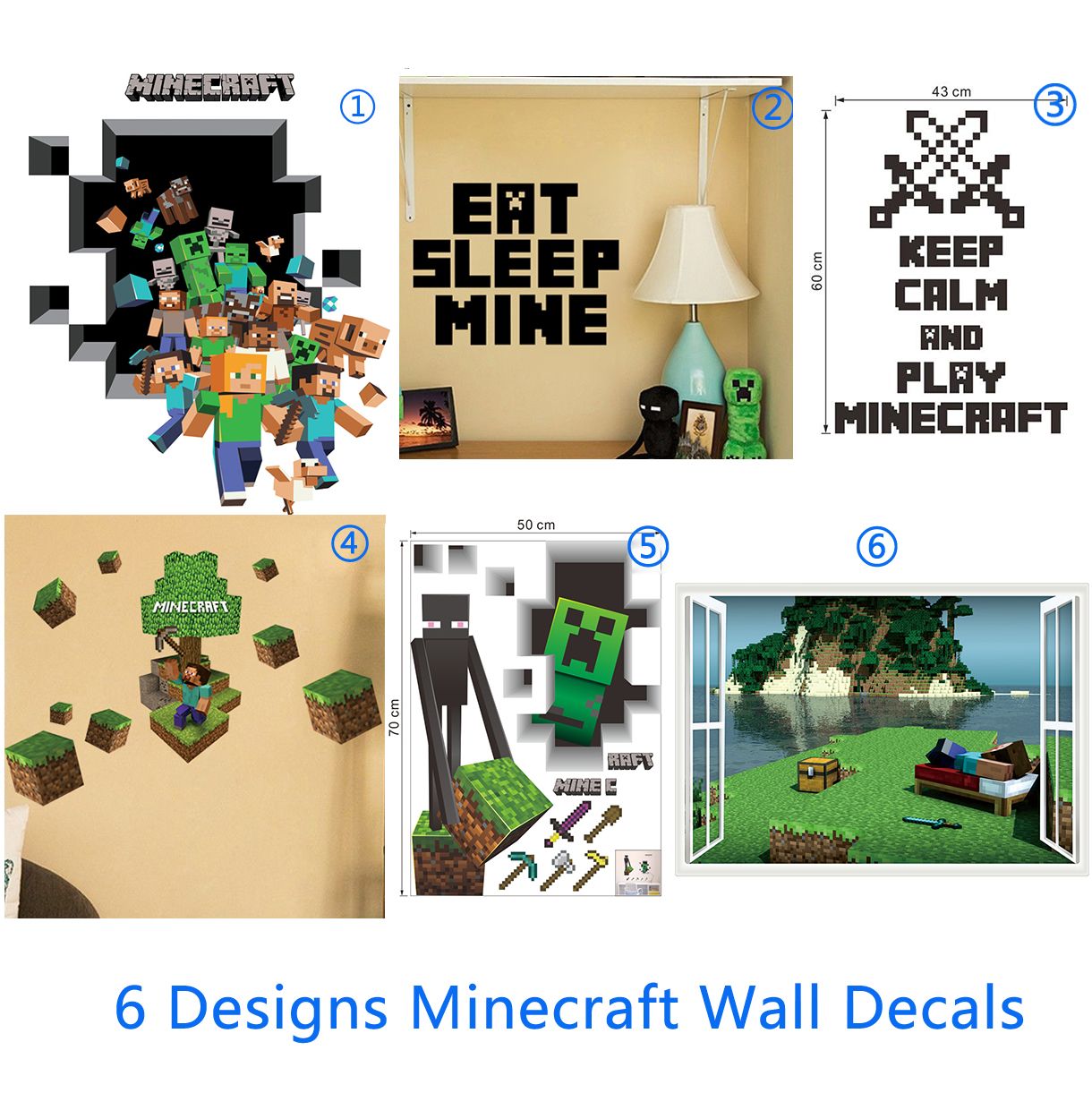 DHL Ship 3D Minecraft through Wall Stickers Creeper Decorative Steve