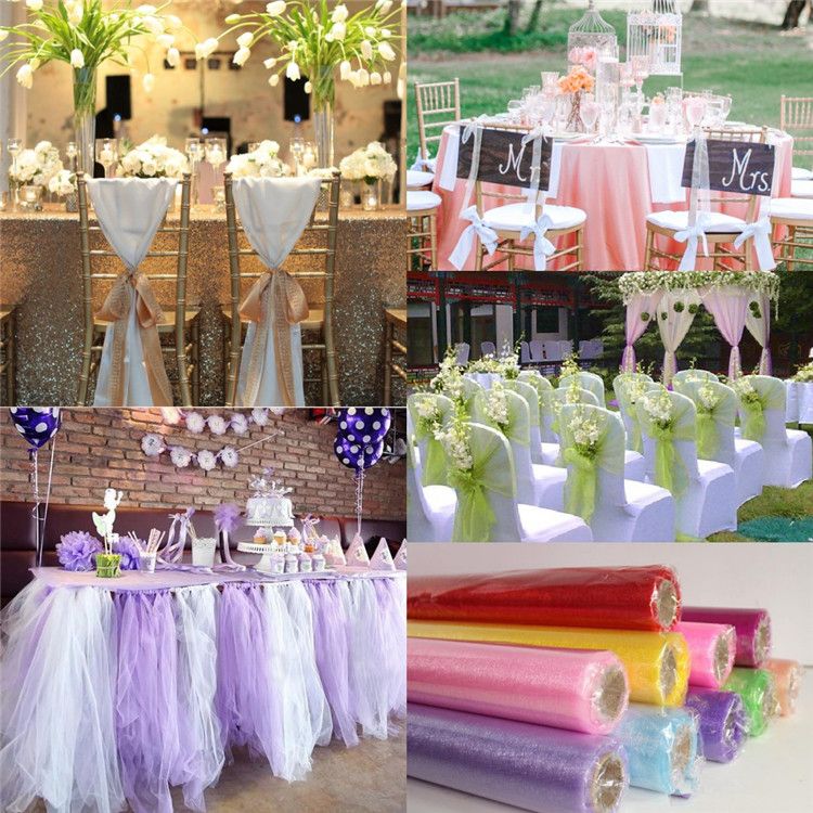 2018 115m Romantic Organza Chairs Covers Wedding Decorations Table