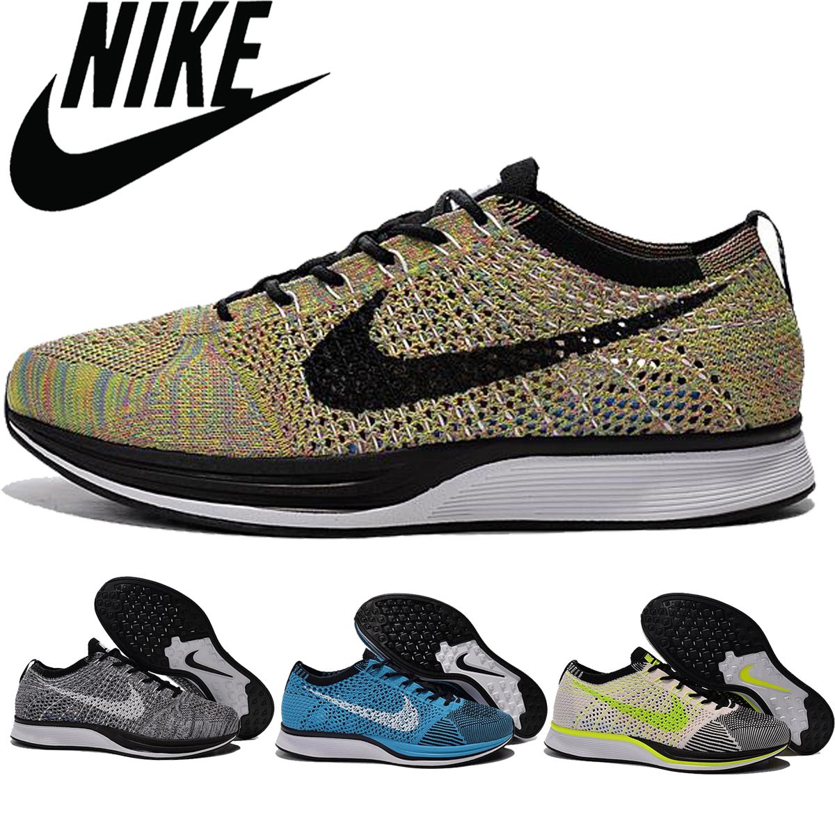 nike flyknit racer blue black
