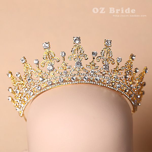 Luxury Gold Rhinestone Crystal Bridal Tiaras Wedding Crown 2015