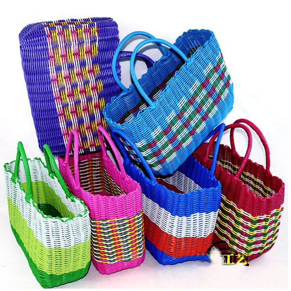 Wholesale Plastic Storage Bag Woven Baskets Top Handle Bags Designer Tote Bags Handbags 2015 ...