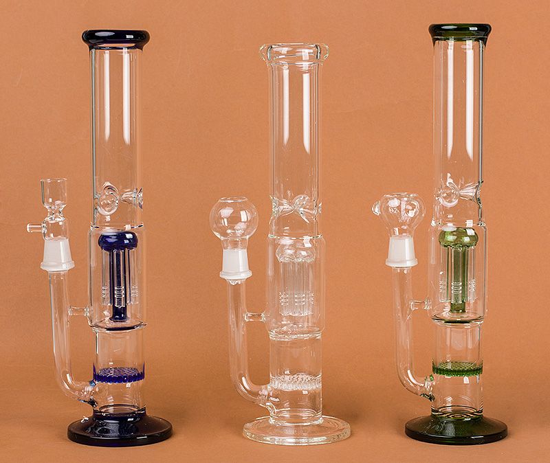 2017 Glass Water Percolator Smoking Pipe Disk Bong With Arm