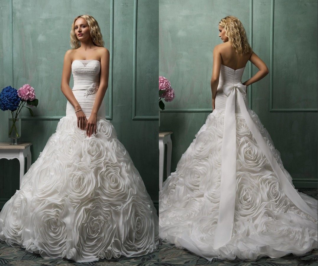 Discount 2015 Amelia Sposa Unique Wedding Dresses Sheer Sweetheart