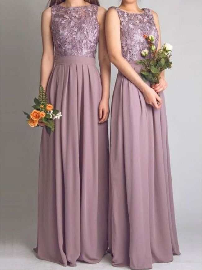 Dusty Mauve Bridesmaid Dresses For Wedding With Applique Pleat Jewel Sleeveless Open Backless