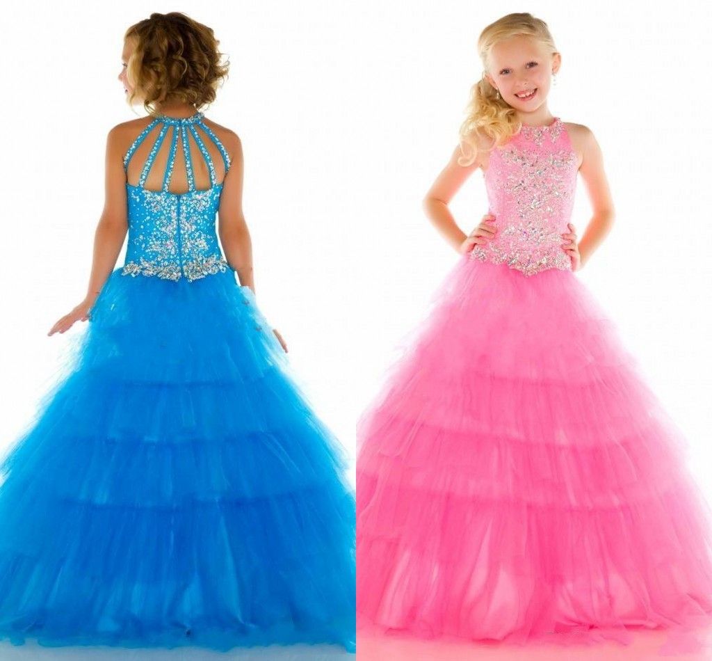 Bling Pageant Dress Kids Ball Gowns Little Girl's Crystal 2015 Cheap