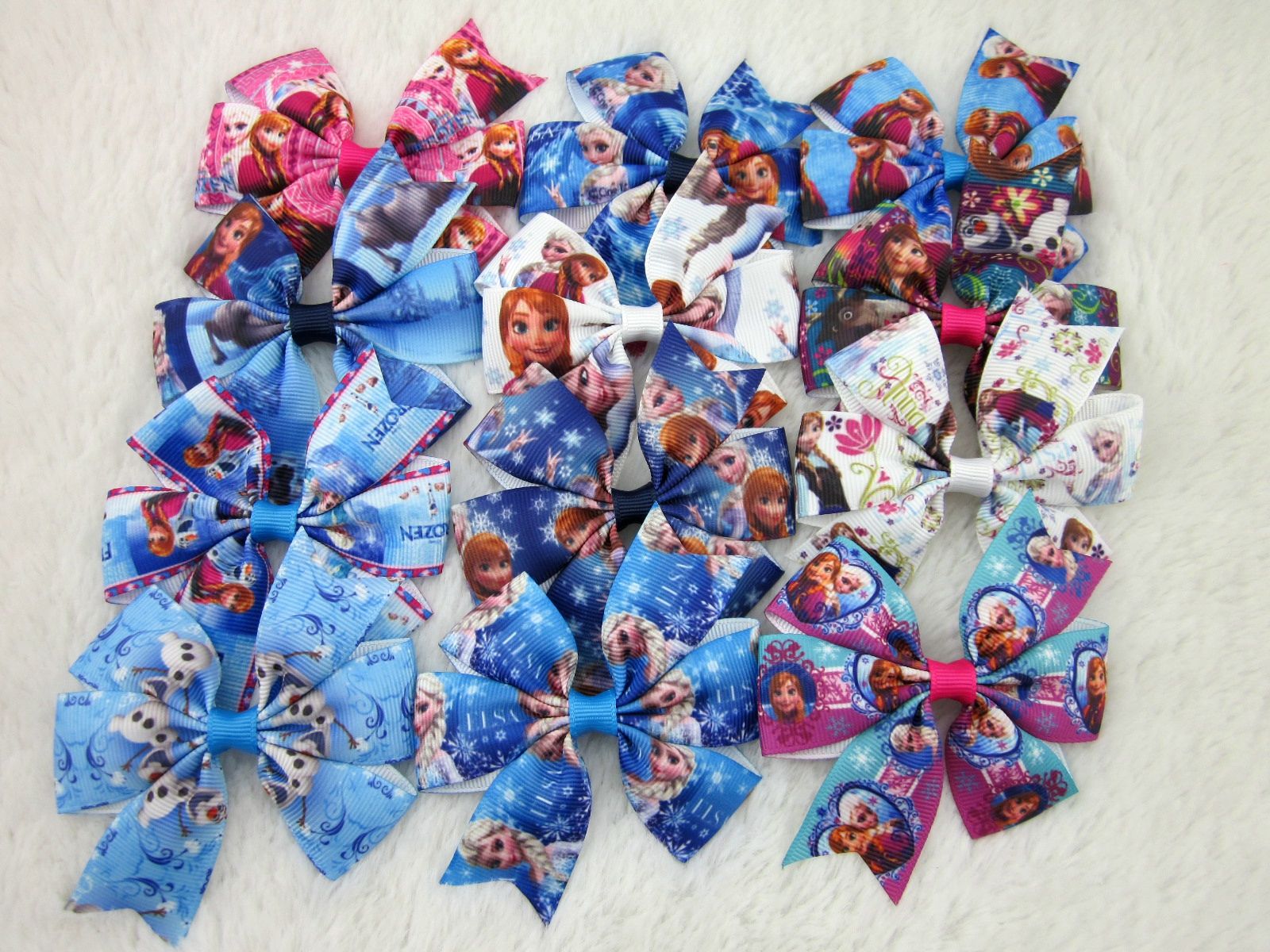 New Design 3inch Ribbon Frozen Hair Bows WITH CLIP for Baby Kids