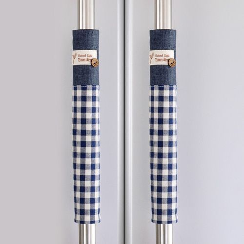 2017 Blue Plaid Refrigerator Handle Cover Fridge Door Handle Cloth Home Decoration In Kitchen