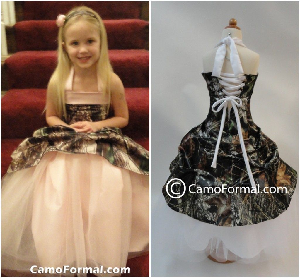 white camo flower girl dresses