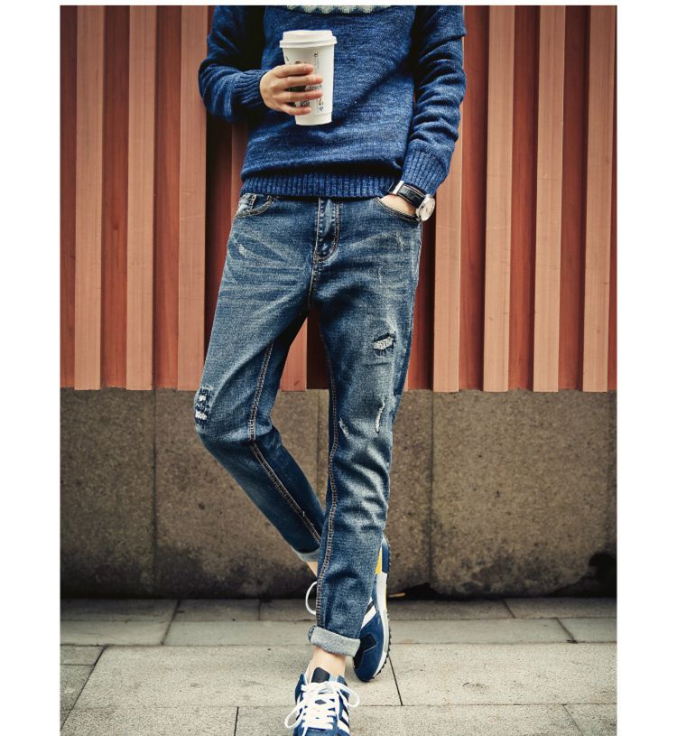 2017 2016 Patchwork Jeans For Men Streetstyle Classical Ripped Designer