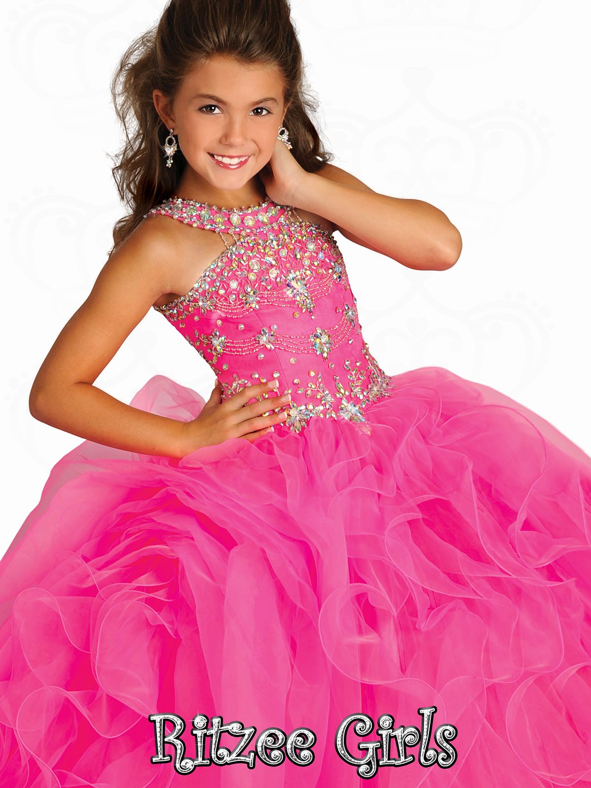 Ritzee Girls Ball Gown 2015 Cheap Little Girls Pageant Dresses Halter