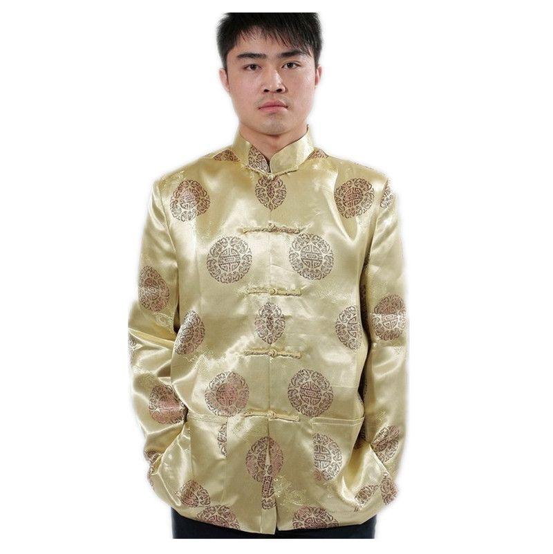 2015 New Gold Color Chinese Kungfu Shirt National Traditional Chinese