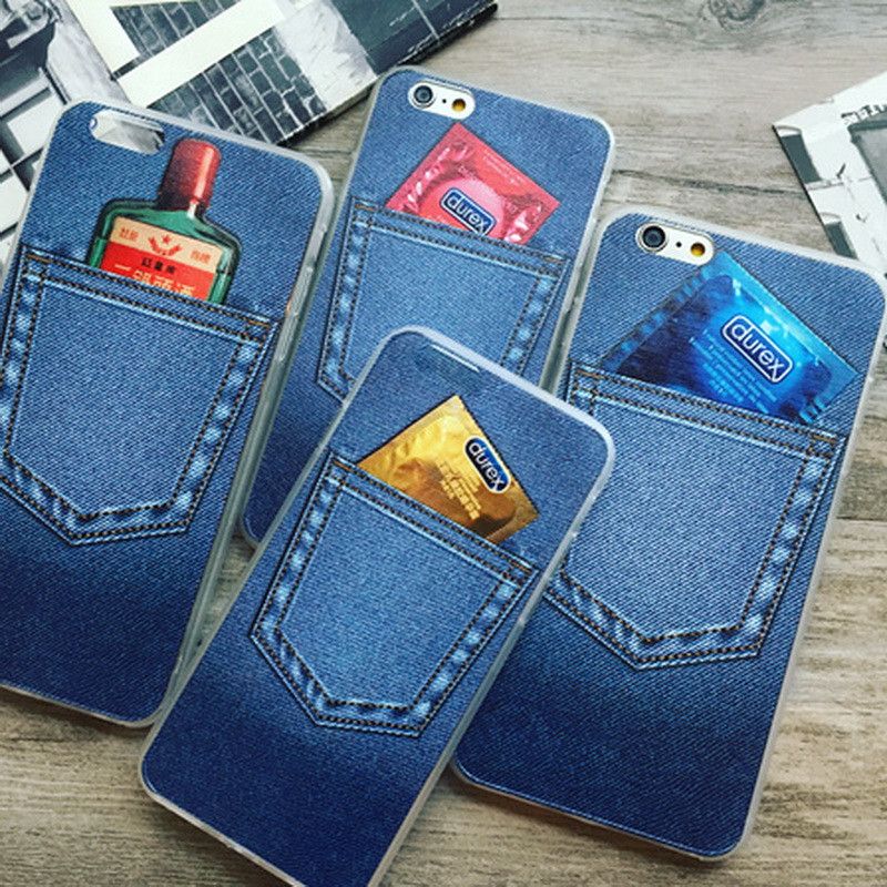Jeans Pocket Design View Mobile Phone Cover Case for IPhone 6 6S 6plus
