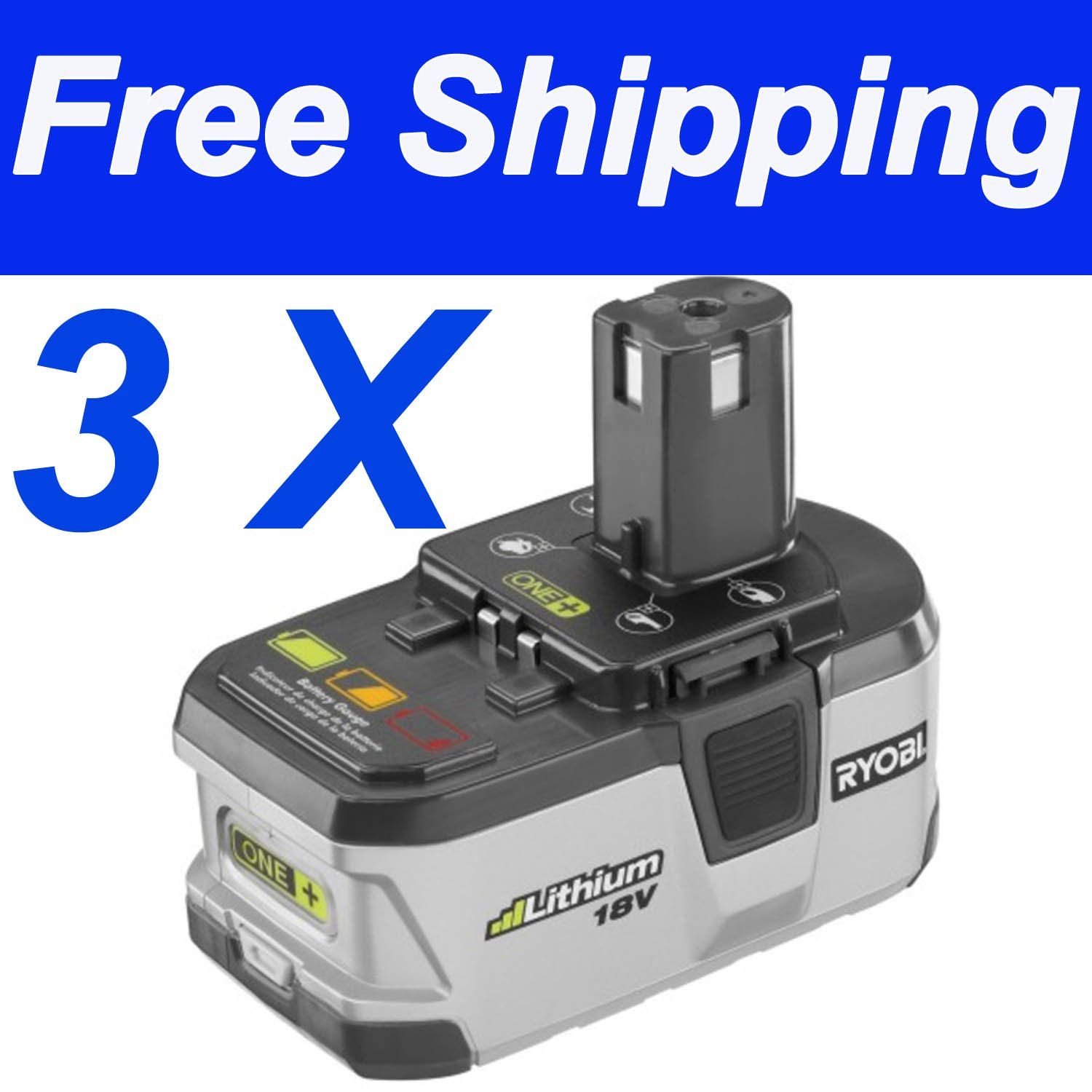 2018 3 Pack Ryobi Battery P104 One+ Ryobi 18v Li Ion Battery 2.4ah