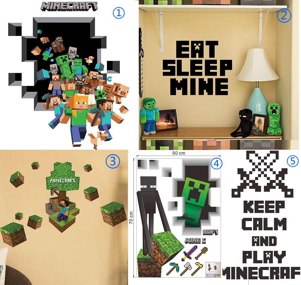 3D Walls Minecraft Wall Stickers Creeper Decorative Wall Decal Cartoon