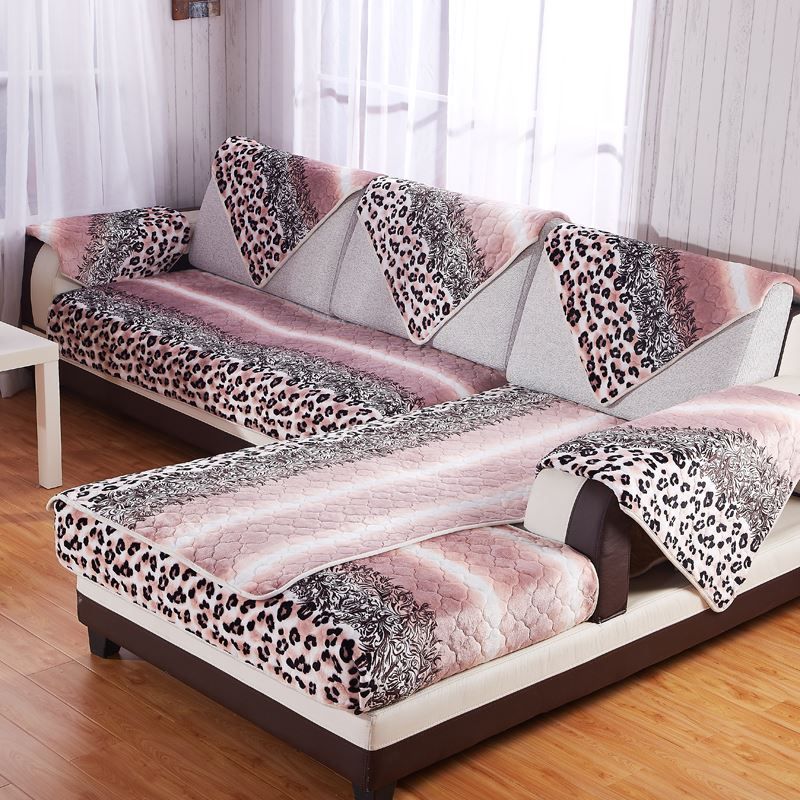 Winter Warm Flannel Sofa Cover, Leopard Print Couch Covers, Couch Backrest Towel, ! Card Table