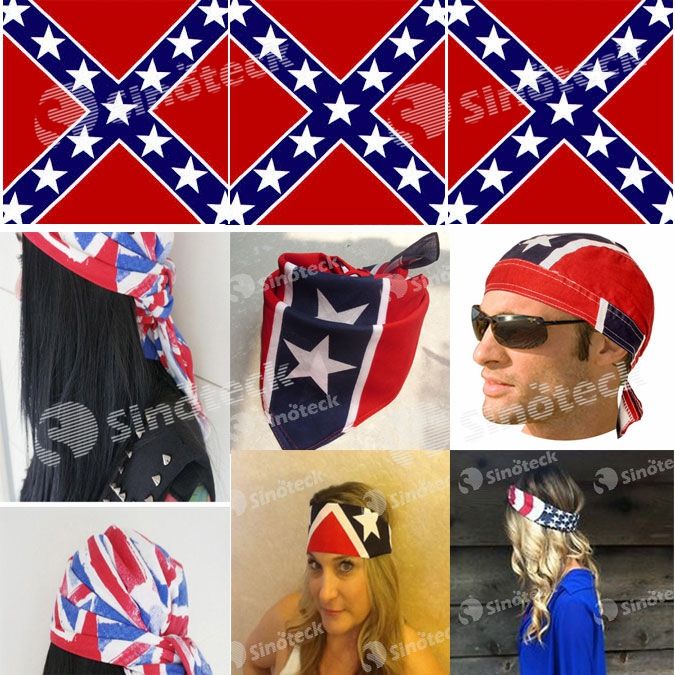 Best Rebel Flag Headband Bandanas 55*55cm Civil War Flag Print Scarf