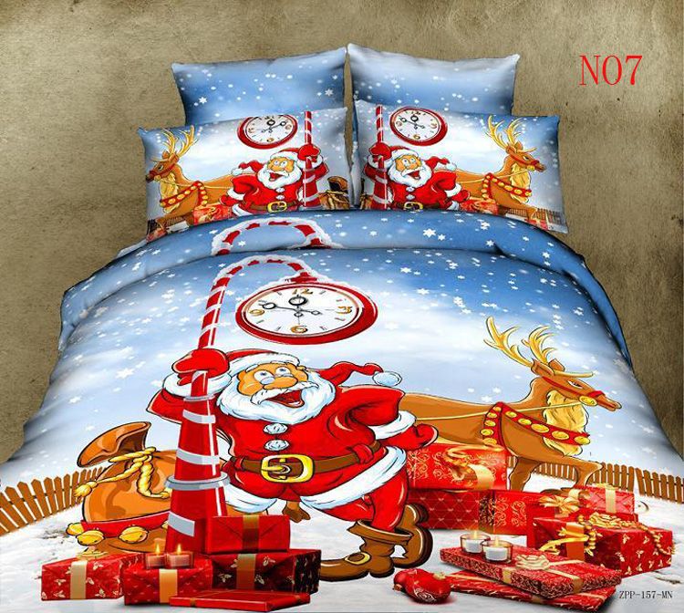 New 8pc Christmas Holiday Santa Claus Winter Snowflake Comforter Sheet Set Queen