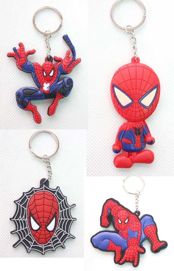 Wholesale Superhero Spiderman Logo Cartoon Keychains Pvc Children Gift
