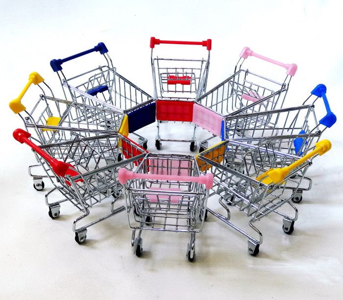 Cute Shopping Cart Mobile Phone Holder Pen Holder Mini Supermarket