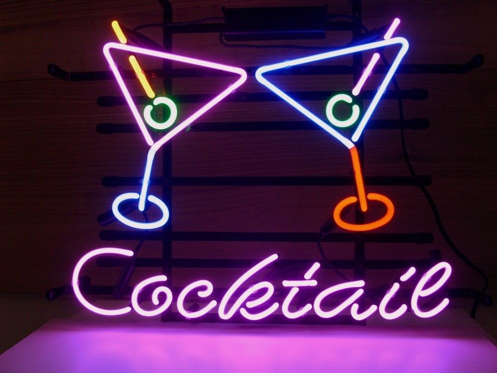 2017 New Cocktail Martini Neon Sign Real Glass Tube Beer Bar Pub Neon