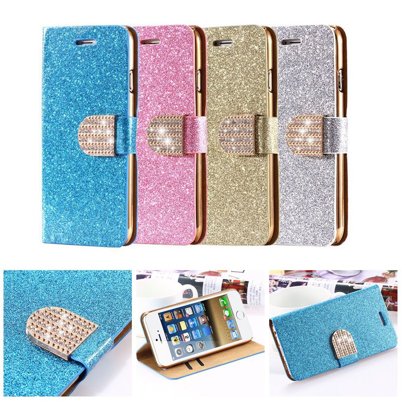 For Galaxy S6 S7 EDGE Luxury Glitter Bling Crystal Diamond PU Leather