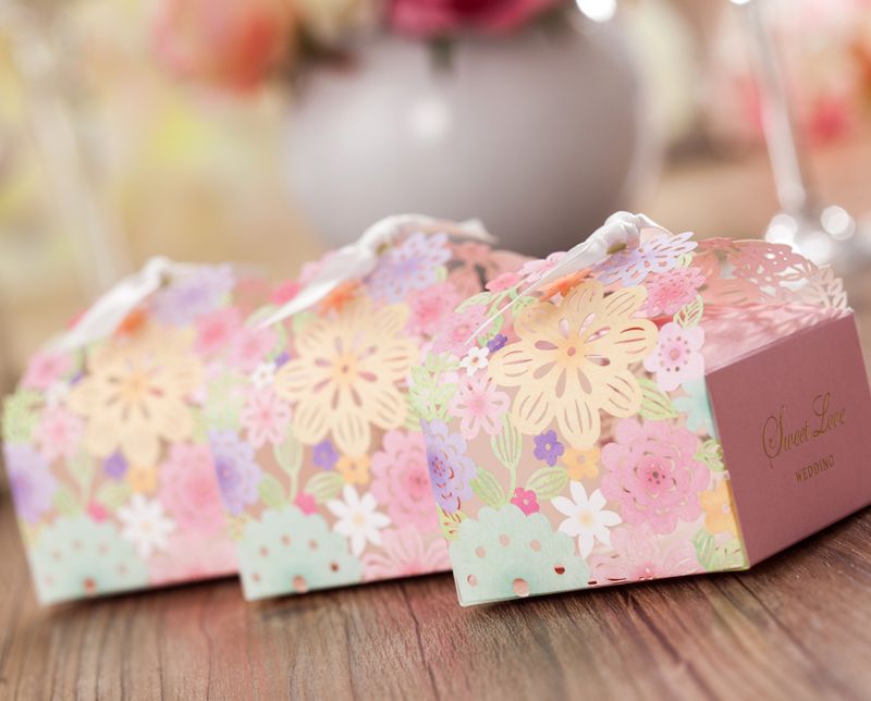 2015 New Wedding Favor Boxes Laser Cut Favor Paper Favor Boxes Flower ...