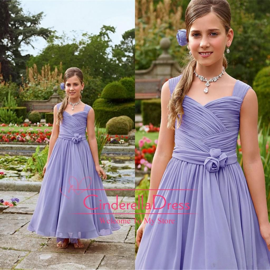2015 Lavender Sweetheart A Line Ankle Length Junior Bridesmaid Dresses