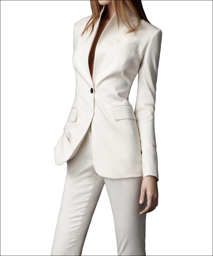2015 Ivory Women Pant Suits Stand Collar Long Sleeve Fashion Ladies