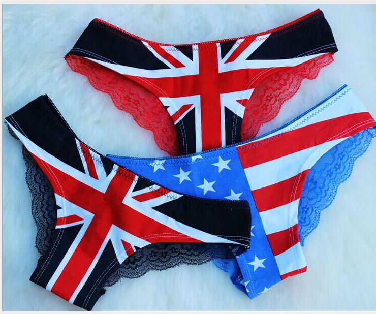 2017 New Beauty Shorts Women 'S Union Jack Uk Usa Flag Panties Lace