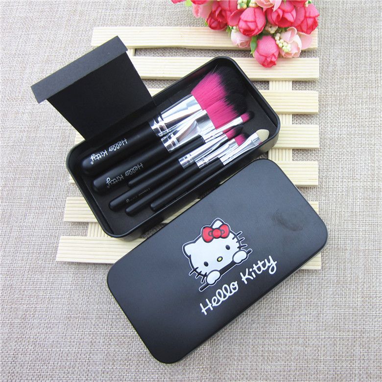 2015 Newest Black Hello Kitty Makeup Brush Set Mini Size Professional