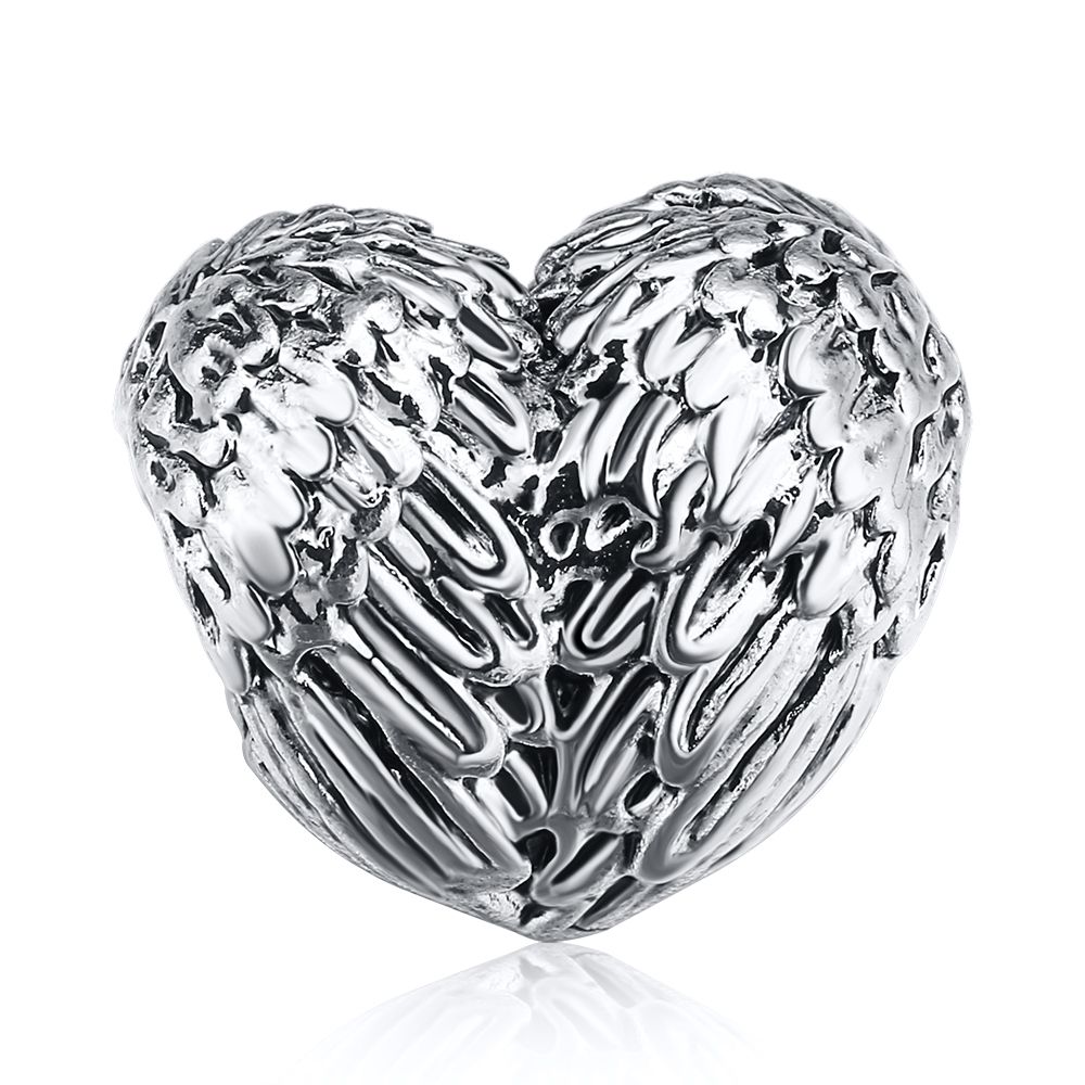 2017 Wholesale 925 Sterling Silver Charm Wings Feather Hearts European Charms Beads Fit Pandora ...