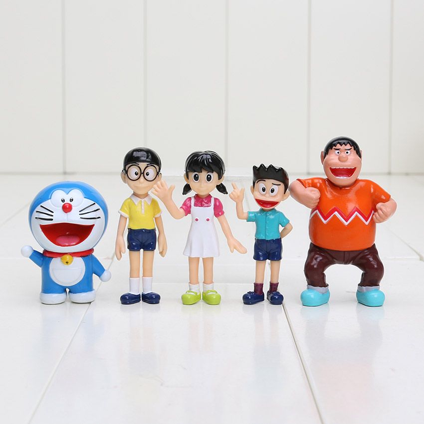 Doraemon 19cm/7.5 Inch Doraemon Figure Sets with Five Characters PVC