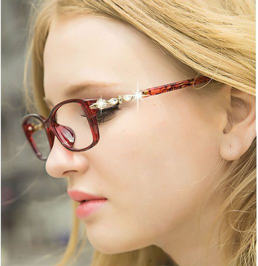2016 Fashion Brand Designer Diamond Eye Glasses Women Frames Crystal Computer Clear Len