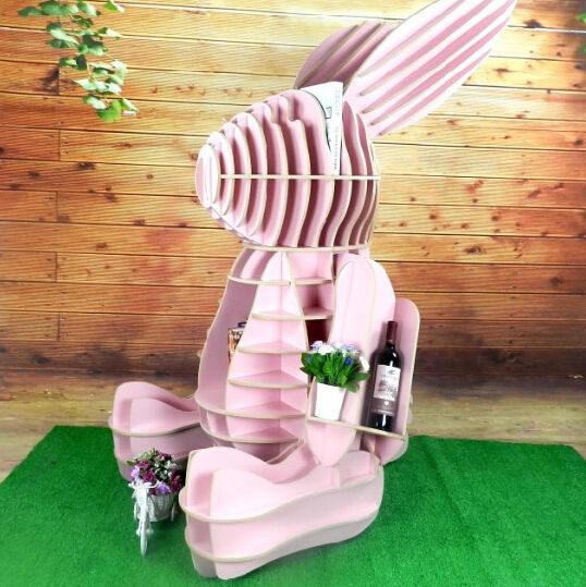 2017 Pink Wood Rabbits Bookshelf Bookcase Bookshelf Nordic Style Model