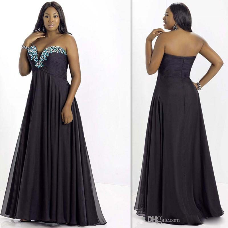 2015 Cheap Plus Size Evening Dresses Designer Black Chiffon V Neck