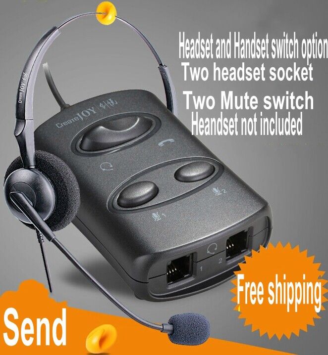 Wholesale Rj11/Rj9 Handset/Headset Switch Box Headset Adapter Two Mute